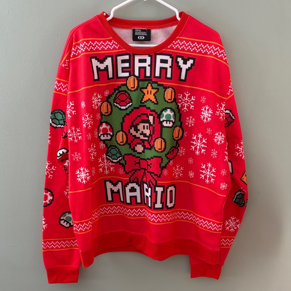 Nintendo Merry Mario Red Holiday Sweater 2XL